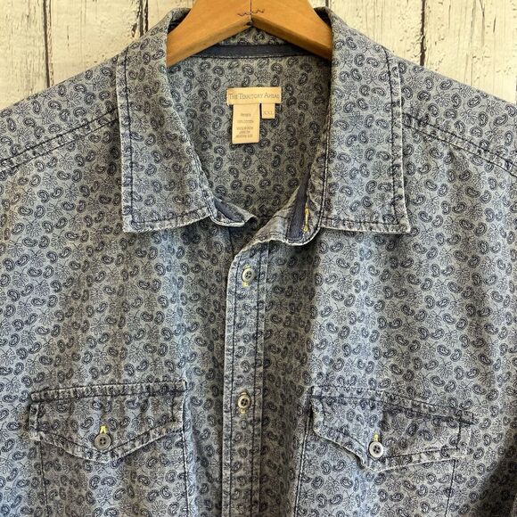 The Territory Ahead Mens Denim Chambray Button Up Shirt Size XXL Floral Paisley - Picture 1 of 9
